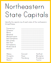 Northeastern U.S. State Capitals ID Matching Worksheet