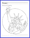 Statue of Liberty Coloring Page with Writing Practice