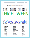Thrift Week Word Search Puzzle for Grades 7-12