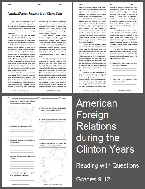 American Foreign Relations in the Clinton Years Reading with Questions