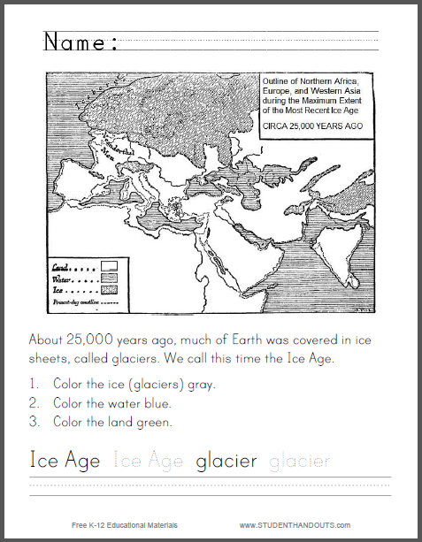 ice age primary science worksheet student handouts