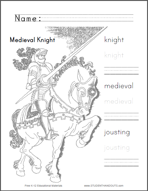 Medieval Knight Jousting Coloring Sheet | Student Handouts