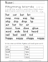 Rhyming Words Worksheet for Kindergarten