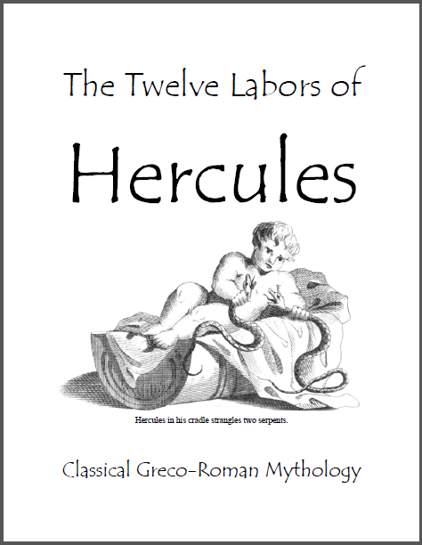 The Twelve Labors of Hercules - Mythology workbook with worksheets for kids. Free to print (PDF files).