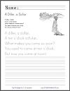 A Diller, a Dollar - Nursery rhyme worksheets.