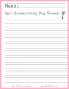 April Showers Handwriting Worksheet
