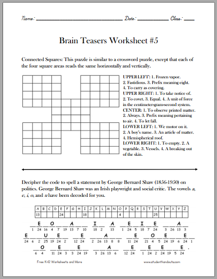 Free Printable Brain Teasers Brain Teasers With Answers Printable