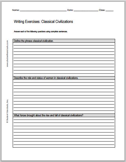 Classical Civilizations Essay Questions - Free to print (PDF file).