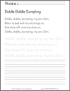 Diddle Diddle Dumpling Nursery Rhyme Printable Worksheet