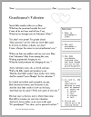 "Grandmama's Valentine" Victorian Poem Worksheet