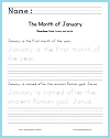 January Sentences Handwriting Practice Worksheet