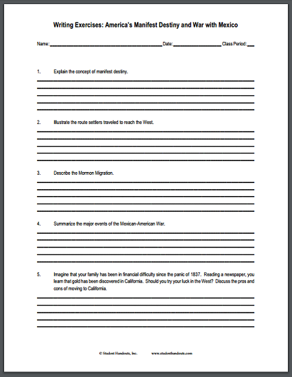 writing exercises americas manifest destiny and war with mexico essay on destiny