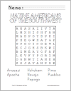 Native Americans of the Southwest Word Search Puzzle