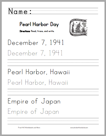 pearl-harbor-day-handwriting-and-spelling-worksheet-student-handouts