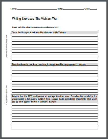 Vietnam War Essay Questions - Free to print (PDF file).