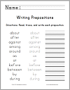 Writing Prepositions Worksheet