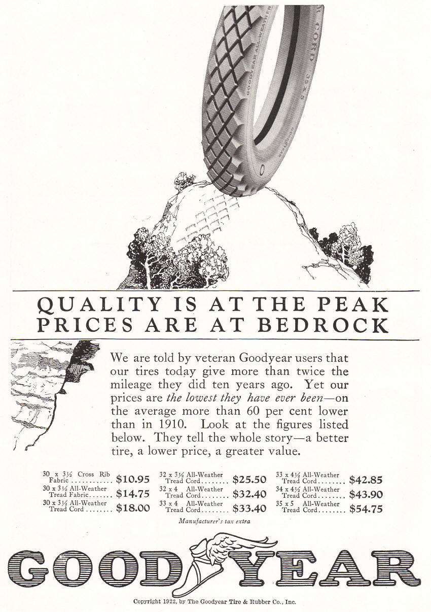 Vintage Goodyear Tire Ad from 1922