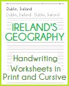 Irish-themed Handwriting Practice Worksheets