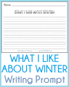 What I like About Winter K-3 Writing Prompt