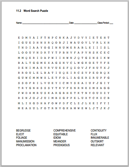 11.2 Vocabulary Terms Word Search Puzzle - Free to print (PDF file).