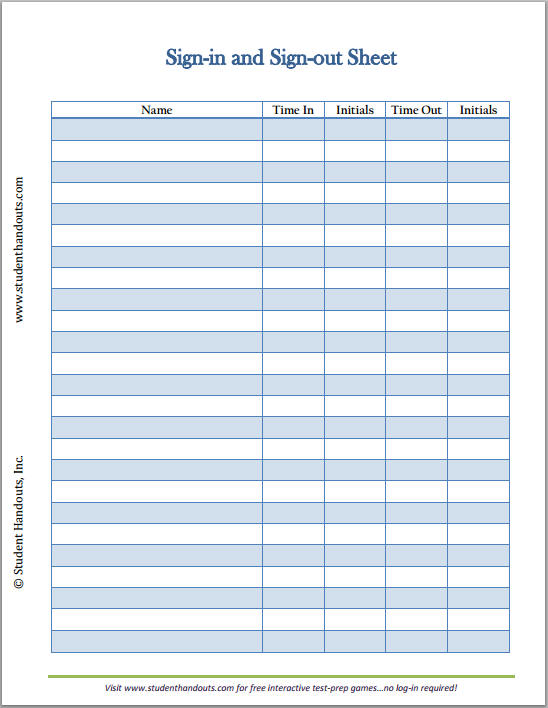 Free Printable Employee Or Guest Sign in And Sign out Sheet With Times 