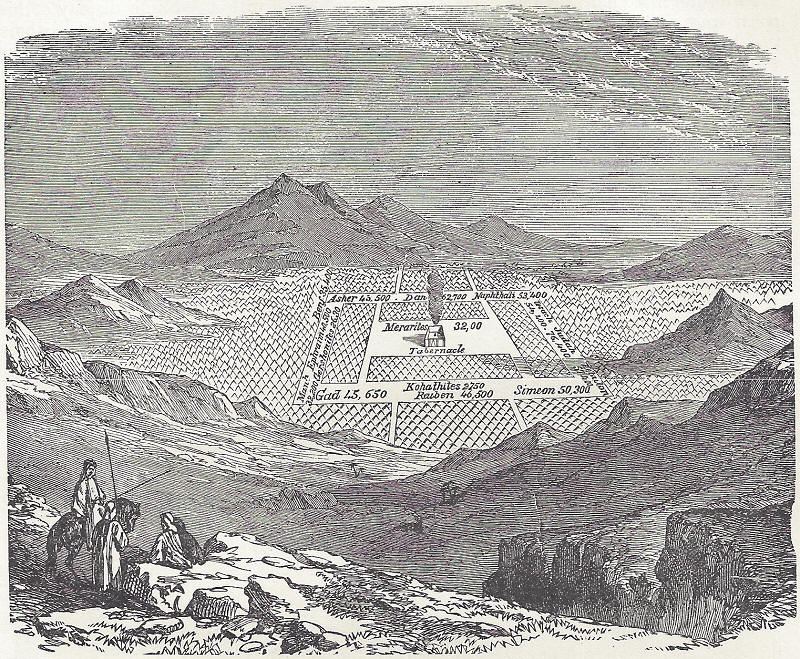 The camp of the Israelites in the wilderness.