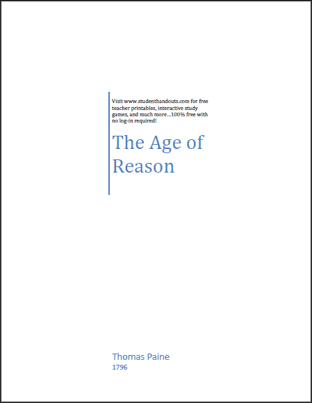 Thomas Paine's The Age of Reason - Free printable eBook (PDF file).