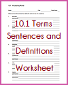 10.1 Terms Sentences and Definitions Worksheet