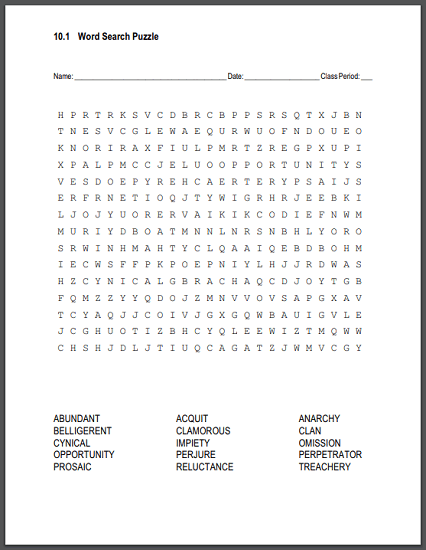 10.1 Terms Word Search Puzzle - Free to print (PDF file).