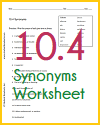 10.4 Synonyms Worksheet