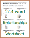 12.4 Word Relationships Worksheet