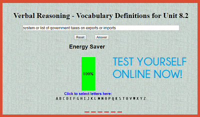 Energy Saver Game - Vocabulary Definitions for Unit 8.2