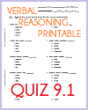 Quiz #1 - Grade 9 Printable Verbal Reasoning