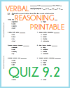 Quiz #2 - Grade 9 Printable Verbal Reasoning