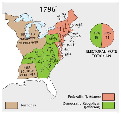 Presidential Election of 1796 Map Results