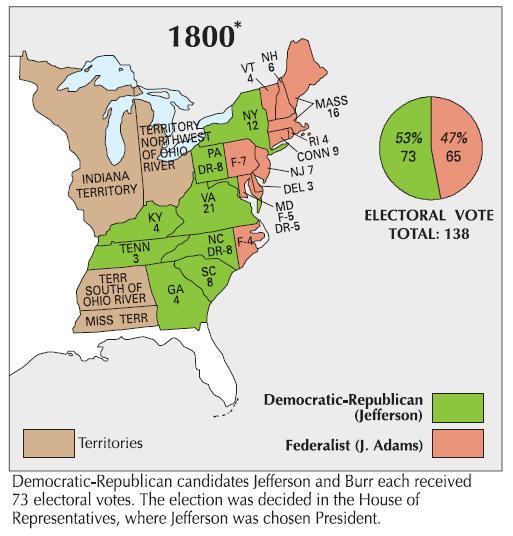 Map of the Presidential Election of 1800