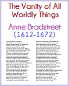 "The Vanity of All Worldly Things" by Anne Bradstreet