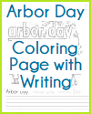 Arbor Day Banner Coloring Page with Handwriting Practice