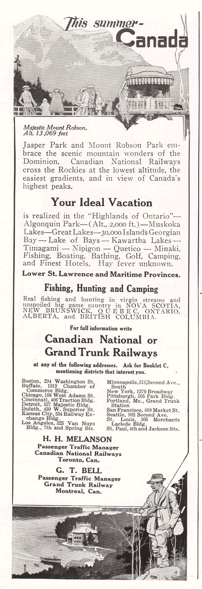 Canadian National and Grand Trunk Railways Advertisement from 1922