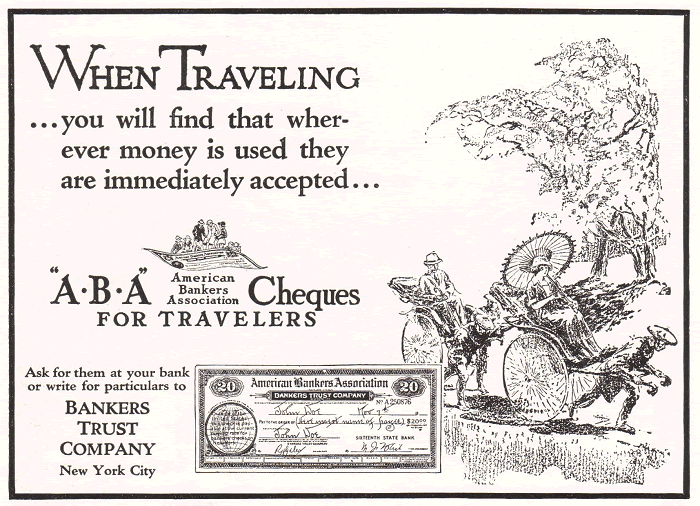 A.B.A. Cheques for Travelers, 1922