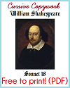 Shakespeare's 18th Sonnet Cursive Copywork Workbook