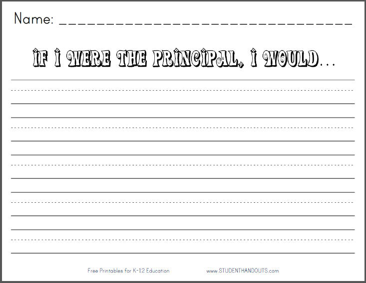 If I were the principal... Writing Prompt Printable Worksheet