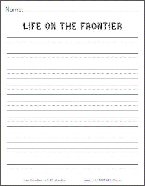 Life on the American Frontier Writing Prompt Worksheet