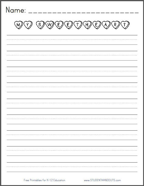 My Sweetheart Writing Prompt - Free to print (PDF file).