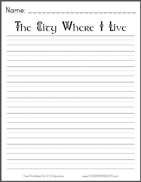 City Where I Live Printable Writing Prompt | Student Handouts