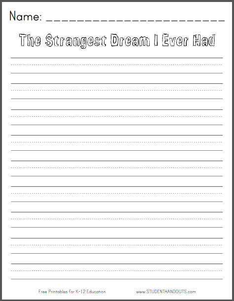 Strangest Dream I Ever Had - Printable Writing Prompt | Student Handouts