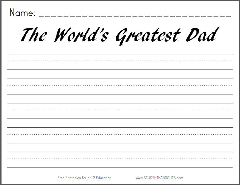 world s greatest dad printable writing prompt student handouts