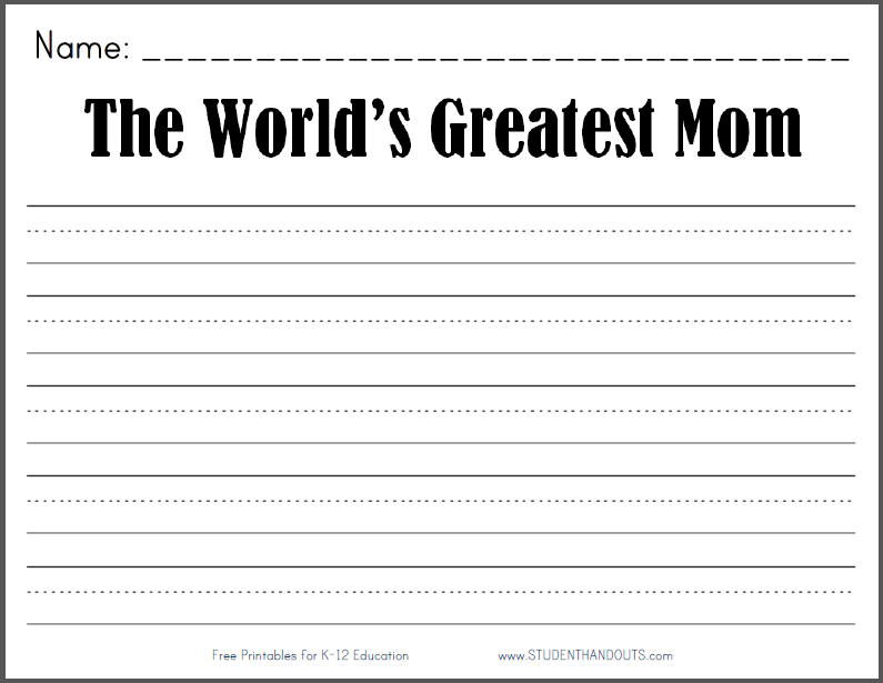 World's Greatest Mom Writing Prompt - Free to print (PDF file).