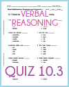 Verbal Reasoning Printable Quiz 10.3