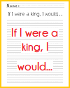 If I was a king... Free Printable Writing Prompt Worksheet